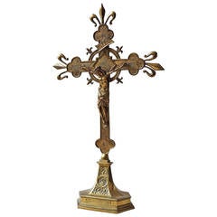 Antique French Brass Crucifix