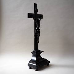 French Timber and Bronze Crucifix