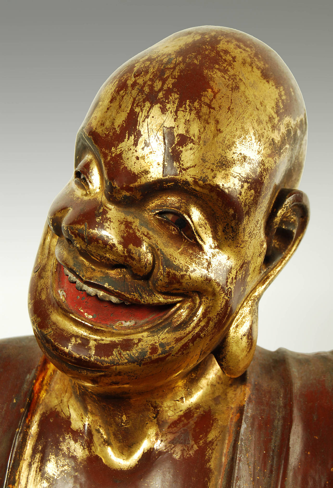 Antique Japanese Carved Statue of Buddhist Monk, Edo Period, circa 18th Century 1