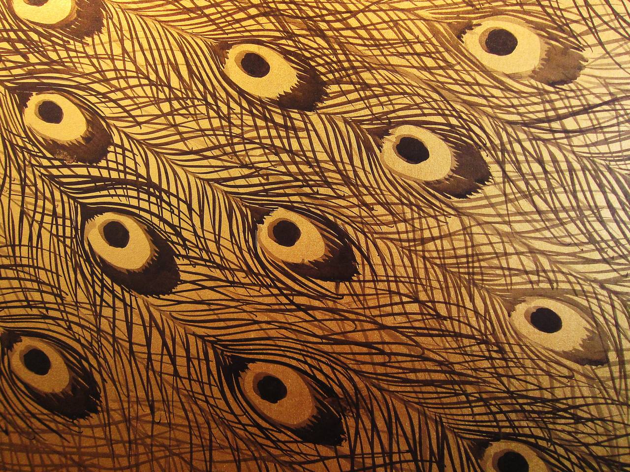 Paar japanische Paravents: Tuschegemälde von Pfauen auf Blattgold von Imao Keinen im Zustand „Gut“ im Angebot in Prahran, Victoria