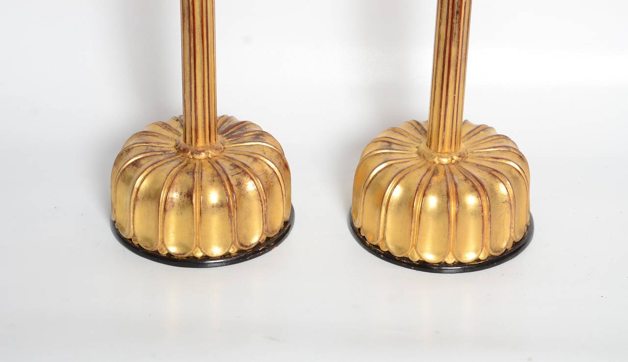 Meiji Pair of Antique Japanese Gilt Candle Stands