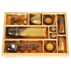 Antique Japanese erotic set made from buffalo horn, Meiji period c1900