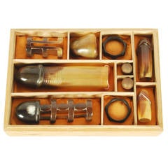 Antique Japanese erotic set made from buffalo horn, Meiji period c1900