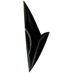 Contemporary Japanese Black Lacquer Hanging Wall Vase 4