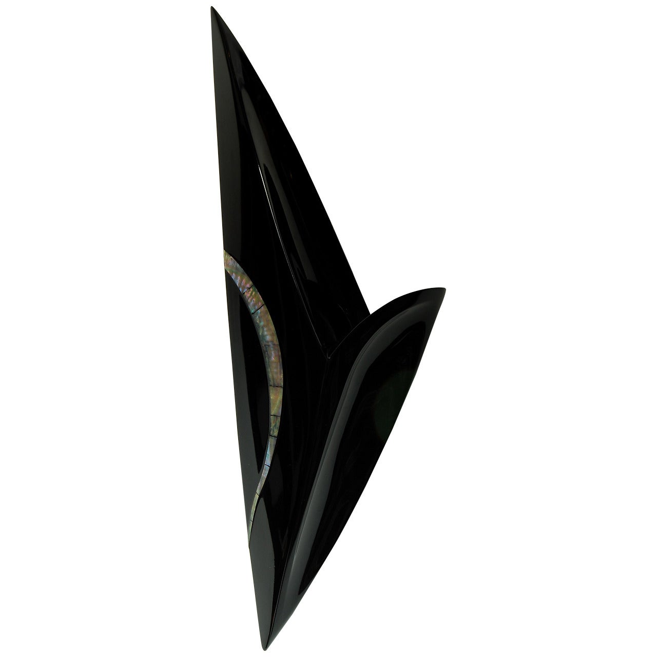 Contemporary Japanese Black Lacquer Hanging Wall Vase For Sale