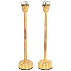 Pair of Antique Japanese Gilt Candle Stands