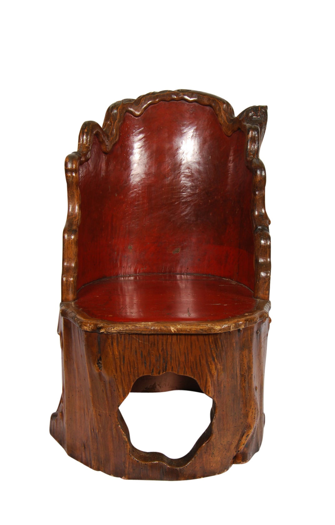 Japanese Mingei (Folk Art) chair. A very rare example made from a section of a cedar tree, 19th century.

Materials: Cedar, lacquer.

Dimensions: H 76cm x W 43cm x D 50cm.