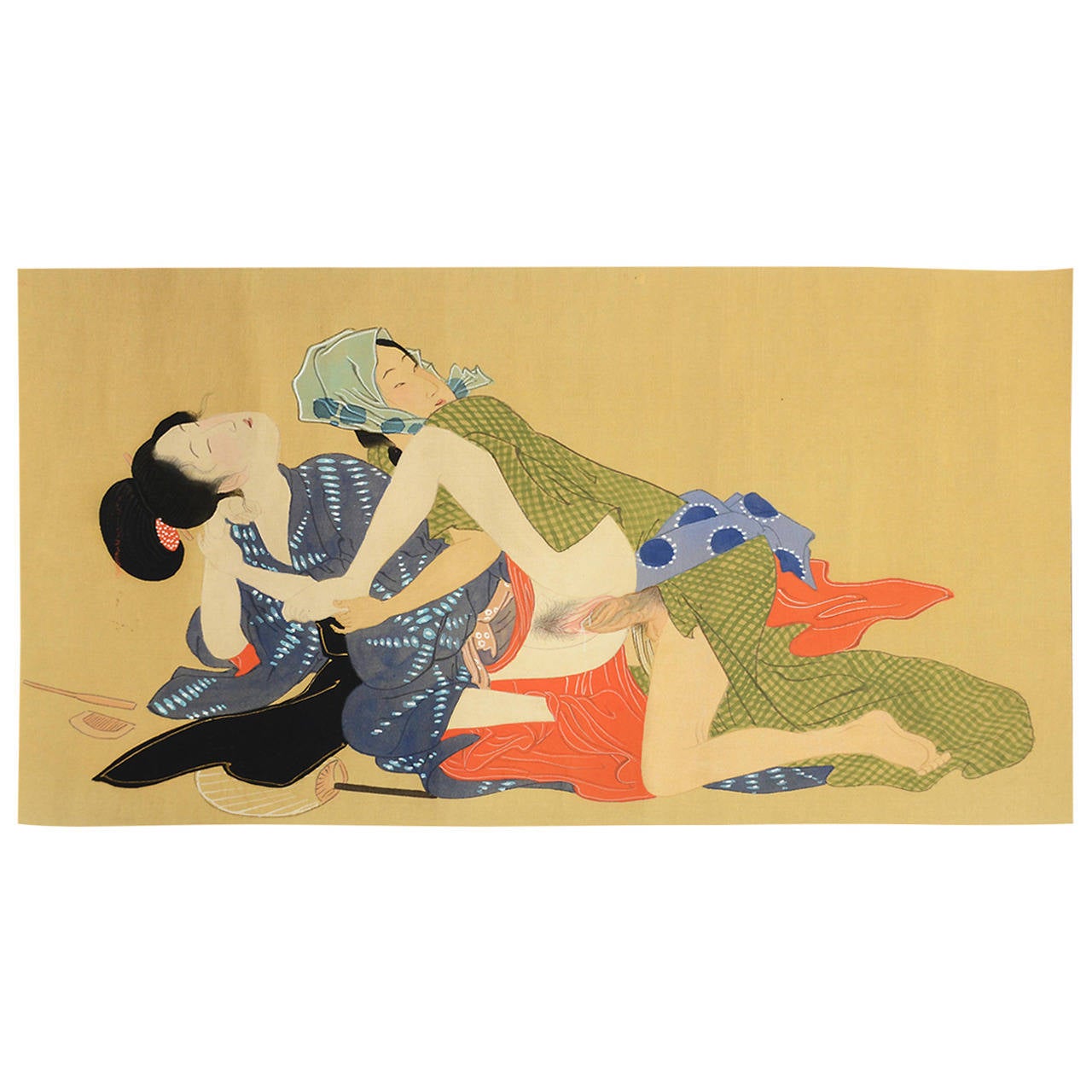 Vintage Japanese Erotic Shunga Scroll, Early 20th Century at 1stDibs