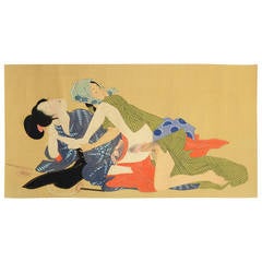 Antique Japanese Erotic Shunga Scroll, Early 20th Century