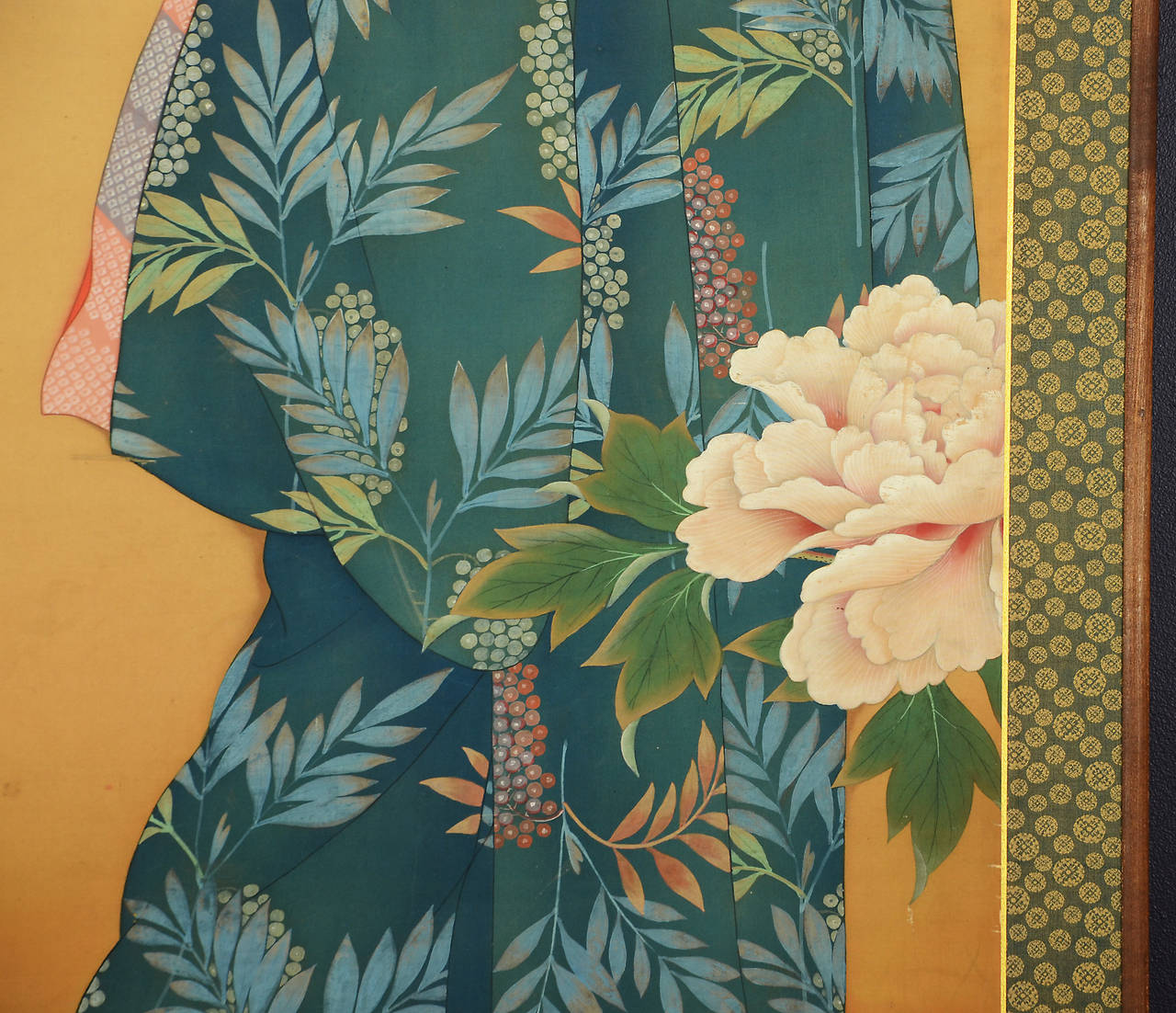 Japanese Bijin-ga Painting of Woman in Period Kimono, Taisho Period, circa 1920 In Excellent Condition For Sale In Prahran, Victoria