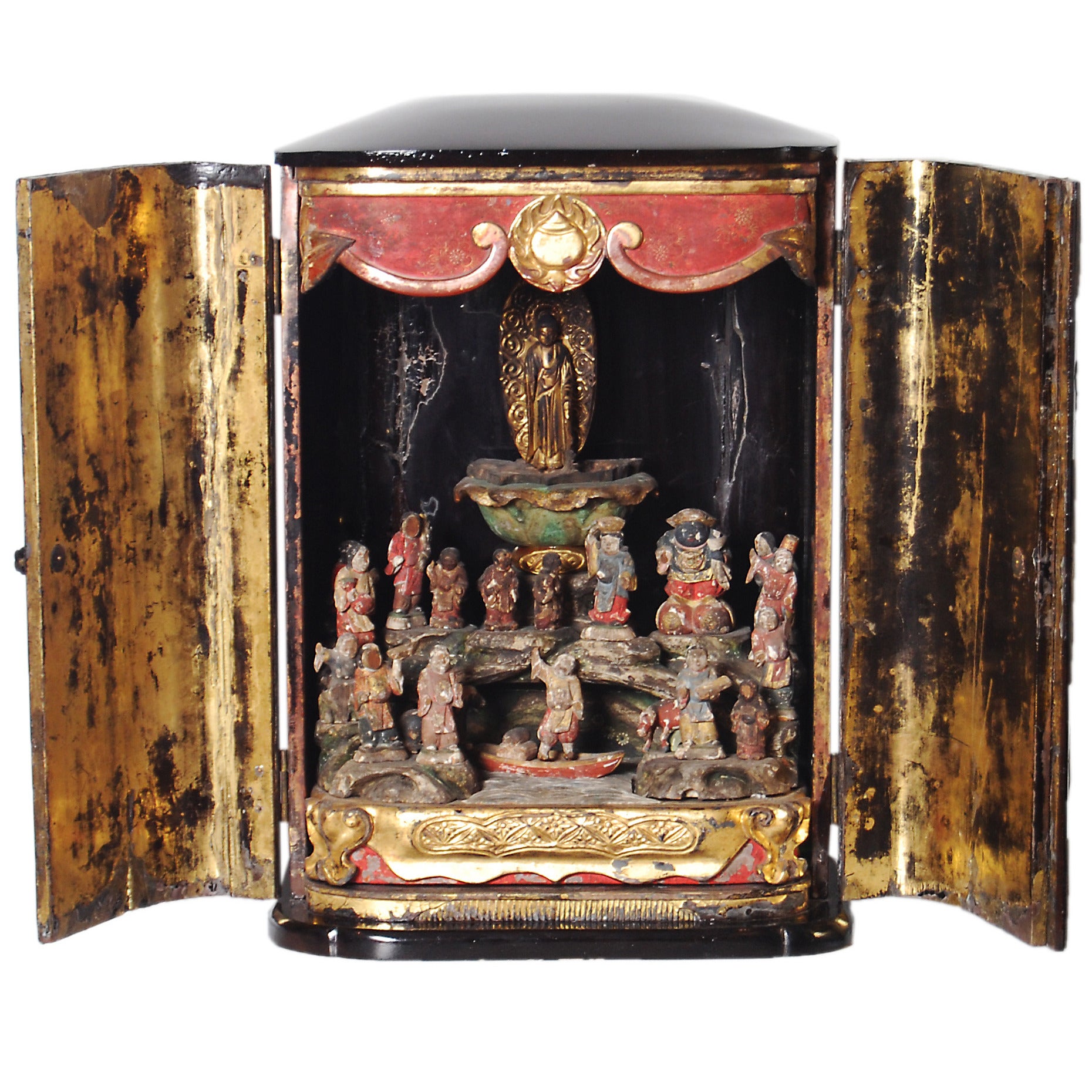 Antique Japanese Zushi, Personal Buddhist Shrine, Momoyama Period, 16th Century