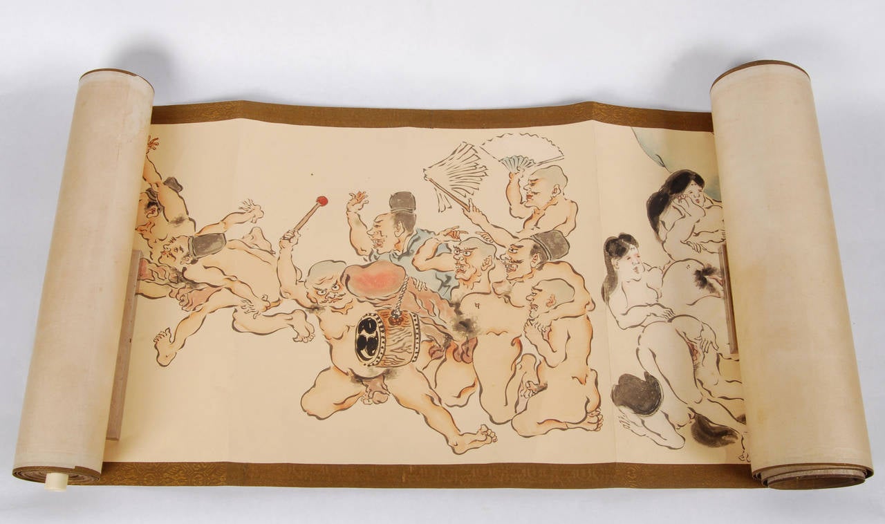 Meiji Antique Japanese Erotic Makimono, Long Hand Scroll, circa Early 20th Century