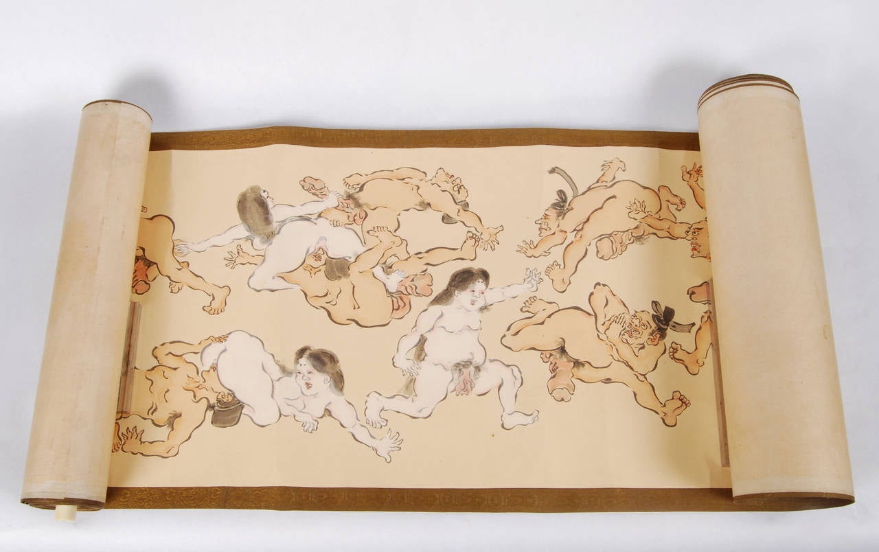 Antique Japanese Erotic Makimono, Long Hand Scroll, circa Early 20th Century In Good Condition In Prahran, Victoria