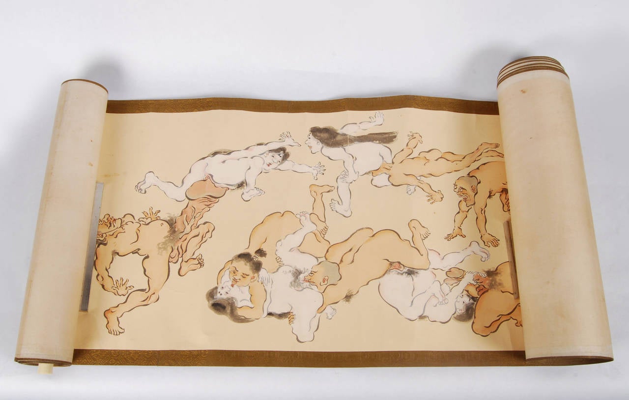 Antler Antique Japanese Erotic Makimono, Long Hand Scroll, circa Early 20th Century