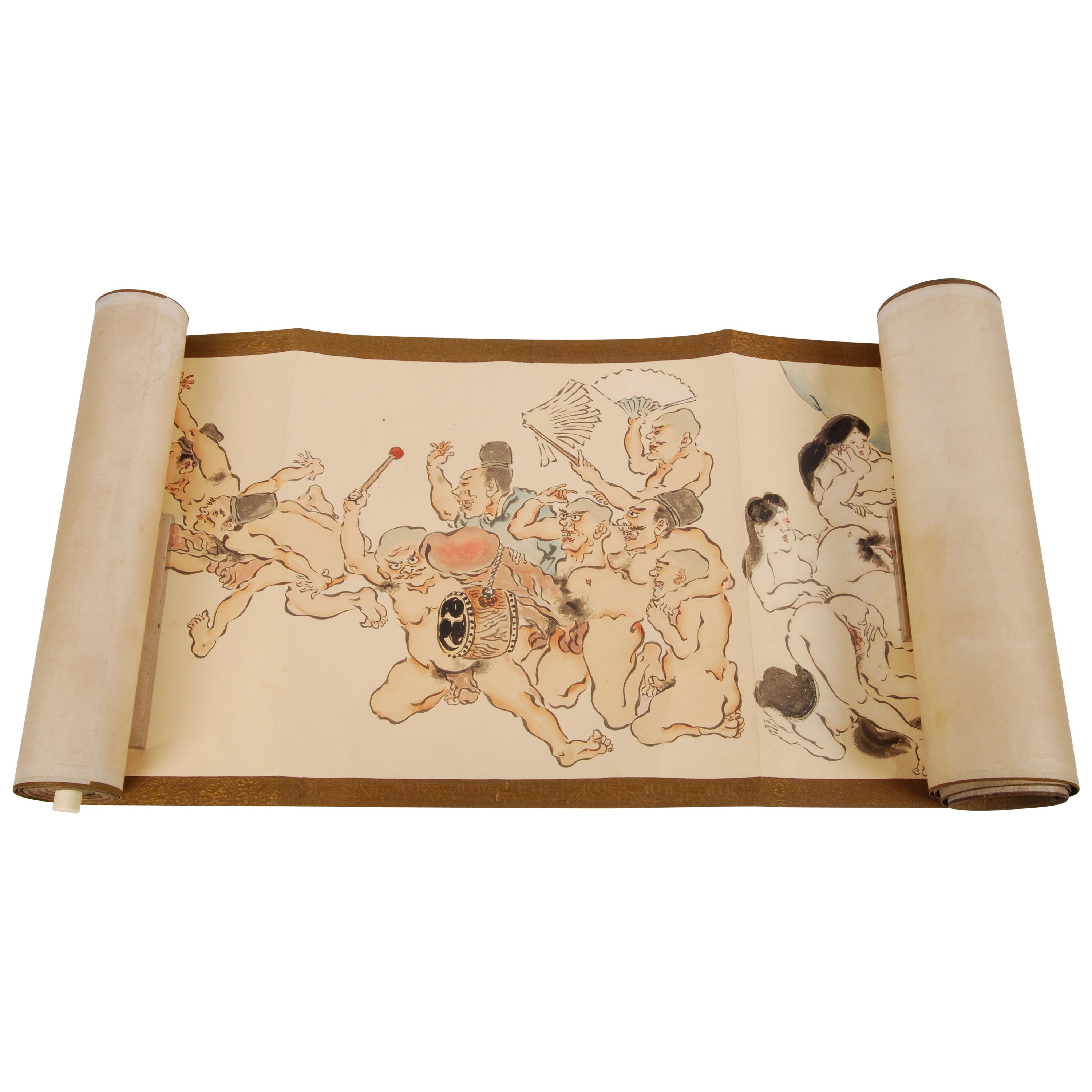 Antique Japanese Erotic Makimono, Long Hand Scroll, circa Early 20th Century