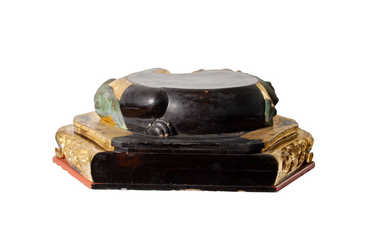 Rare Buddhist Carved Base for a Statue, Edo Period, 17th Century In Good Condition For Sale In Prahran, Victoria