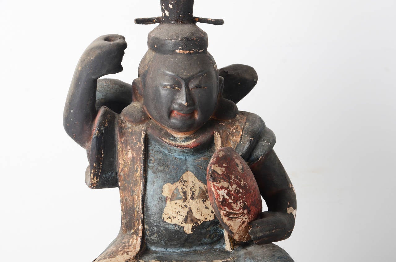 18th Century and Earlier Rare Antique Japanese Statue of Ebisu