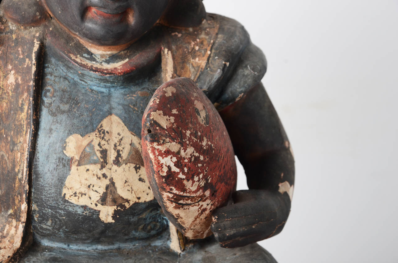Rare Antique Japanese Statue of Ebisu In Fair Condition In Prahran, Victoria