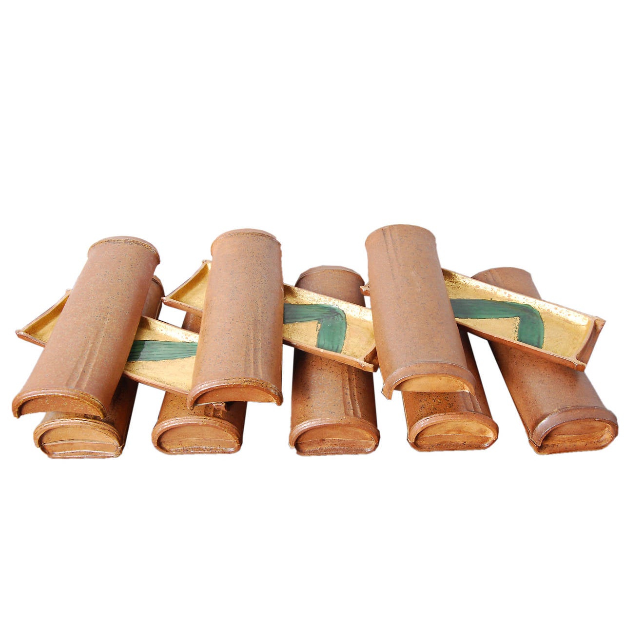 Vintage Japanese Stoneware Dishes, Set of Eight For Sale at 1stdibs