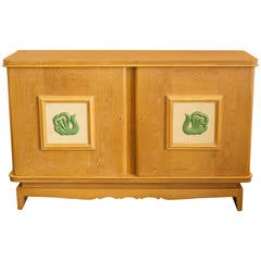 Oak Two-Door Paneled Cocktail Cabinet in the Manner of Andre Arbus