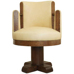 French Modernist Swivelling Desk Chair in the style of Jules Leleu