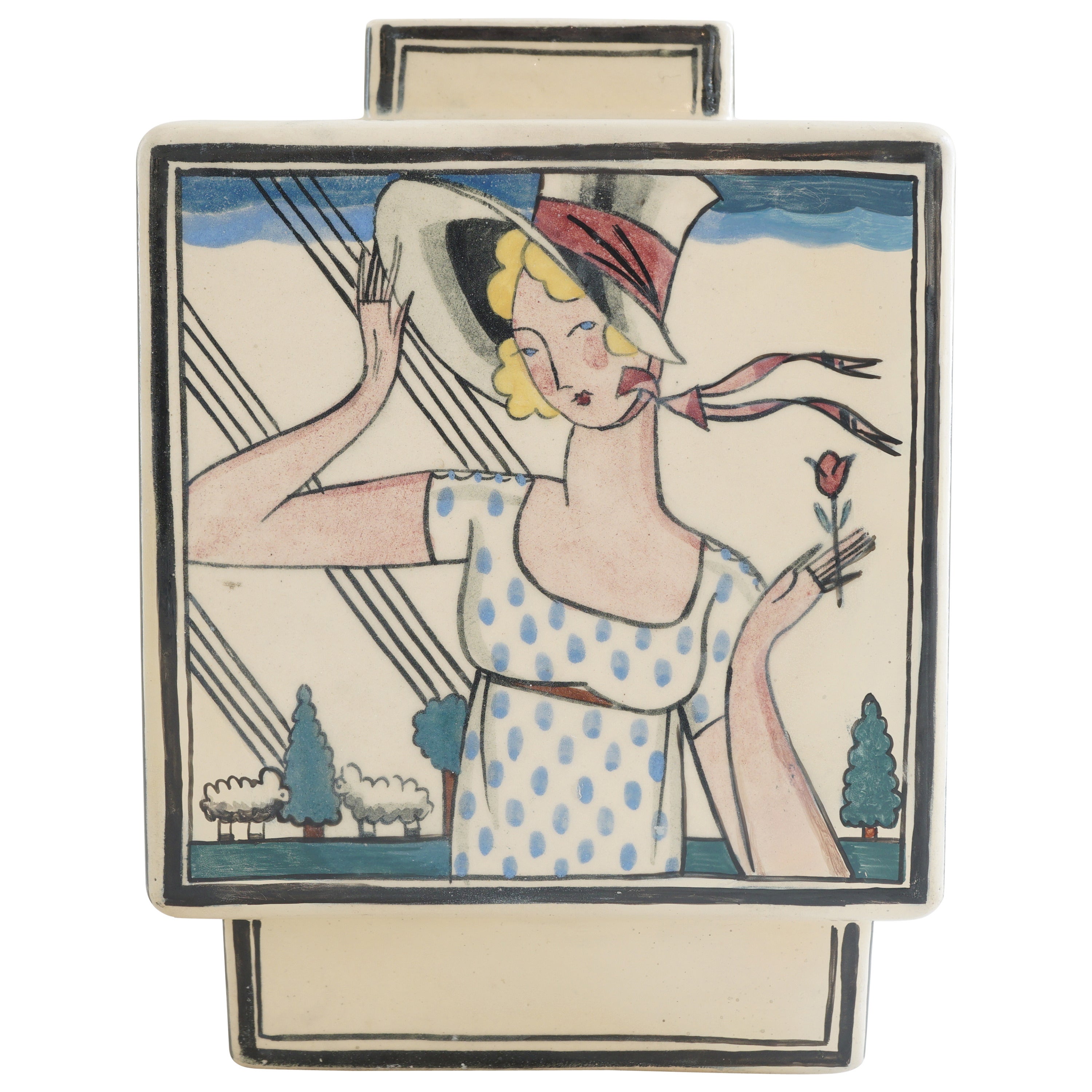 Robert Lallemant Ceramic Vase, circa 1930 For Sale