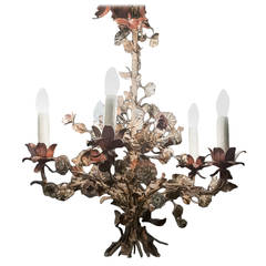 Antique Pendant in the Form of a Bouquet Supporting Five Lights