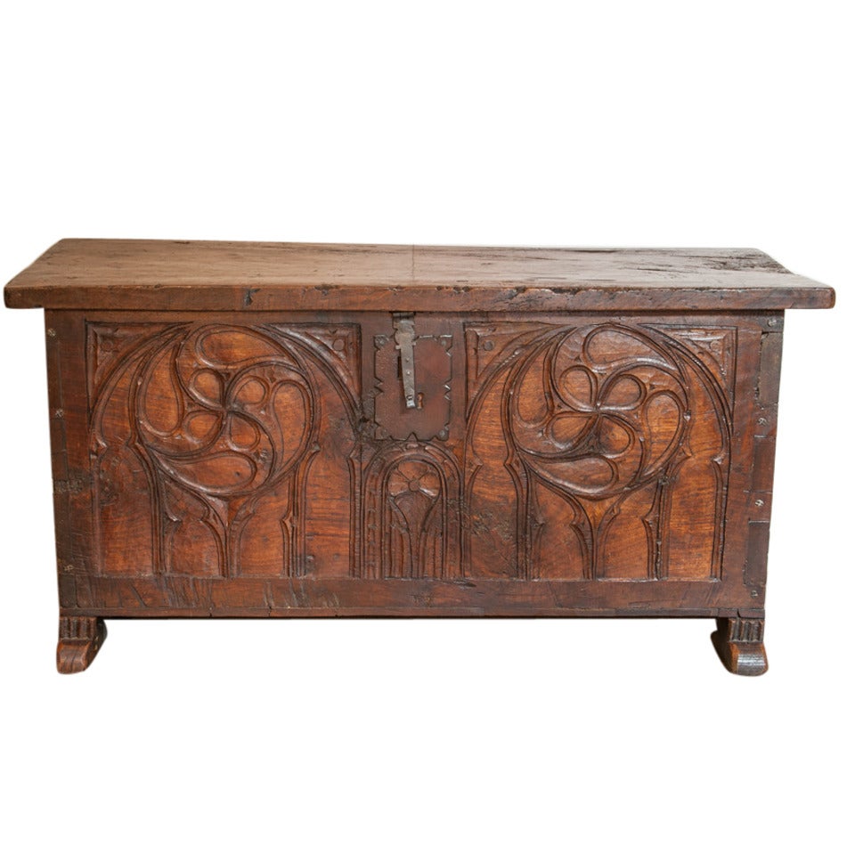 17th Century French Walnut Trunk For Sale
