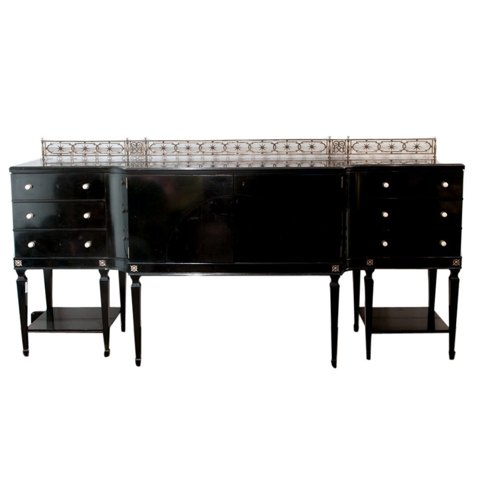 1940s Black Lacquered Buffet For Sale
