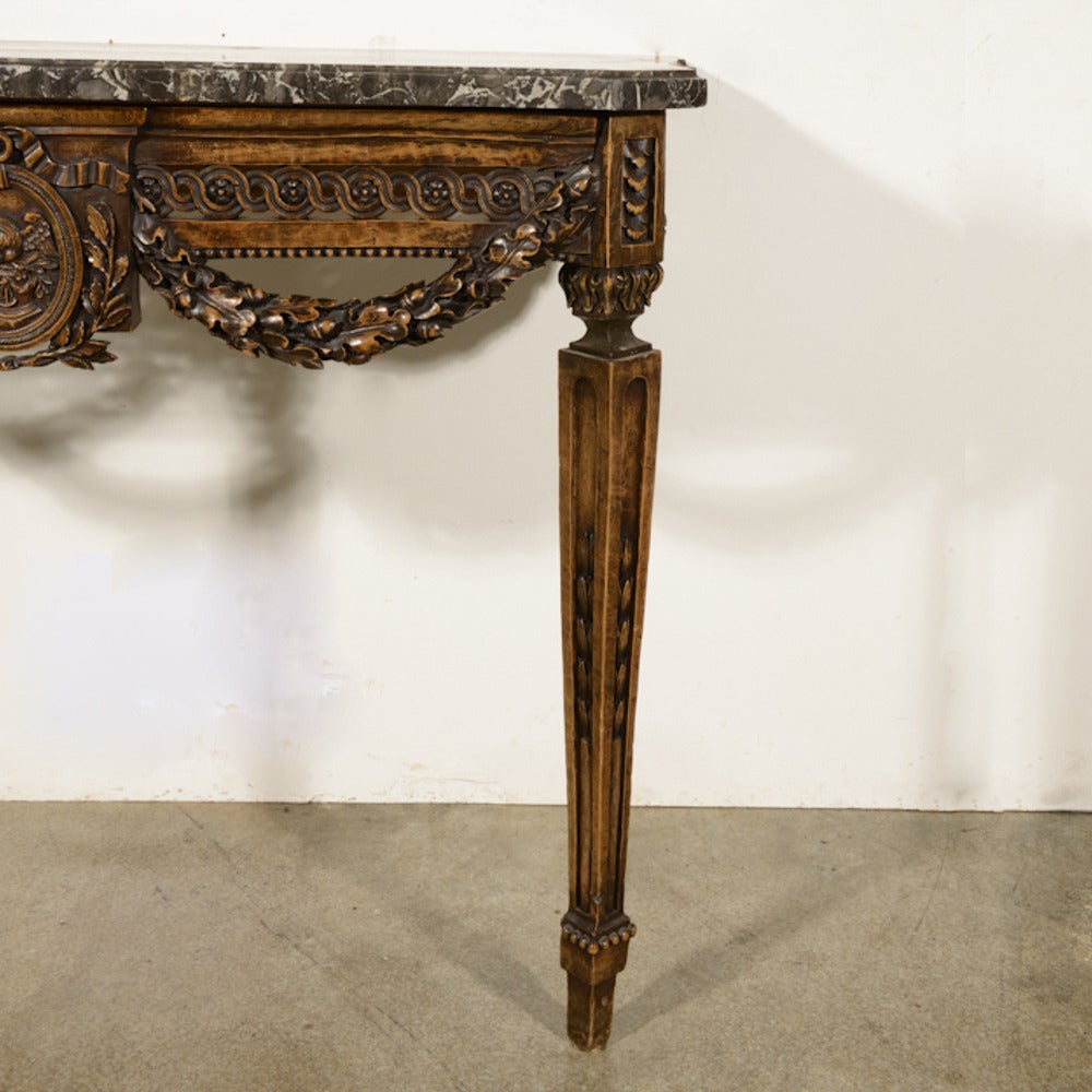 Carved French Louis XVI Period Console Table For Sale
