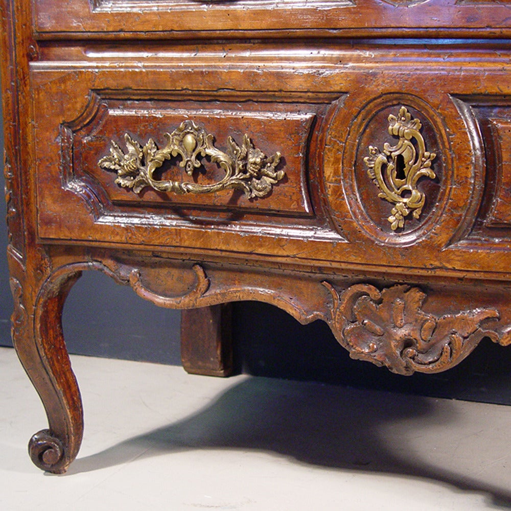 Carved Louis XV Period Walnut Commode For Sale