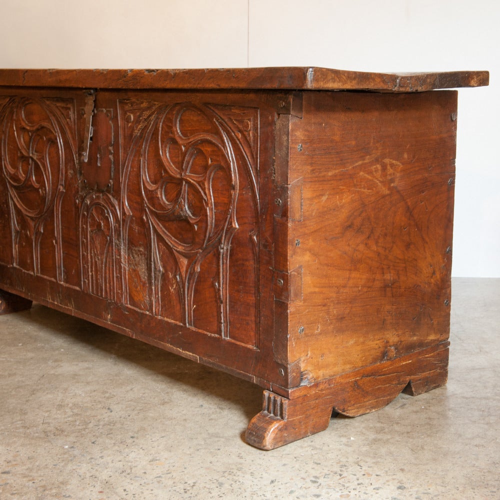 18th Century and Earlier 17th Century French Walnut Trunk For Sale