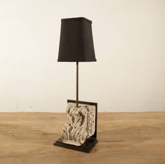 Mounted 19th Century French Plaster Acanthus Corbel, Now a Lamp