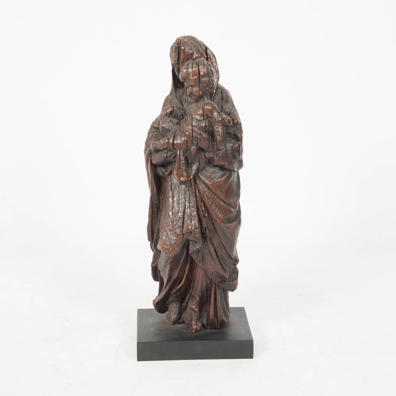 Italian 17th century timber carving of Madonna and Child.