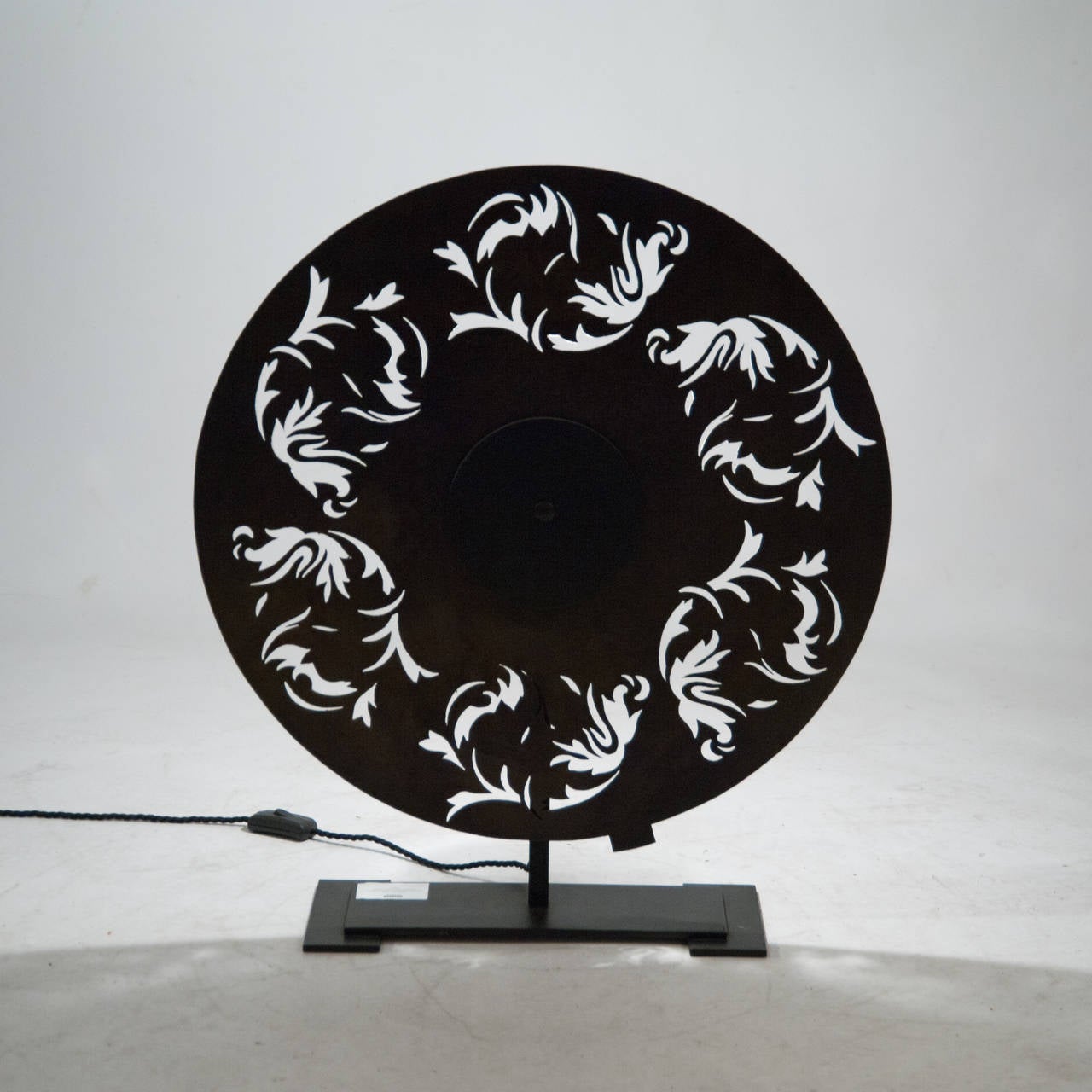 Metal Disc with Stencil Cutouts now Made into a Lamp For Sale 3
