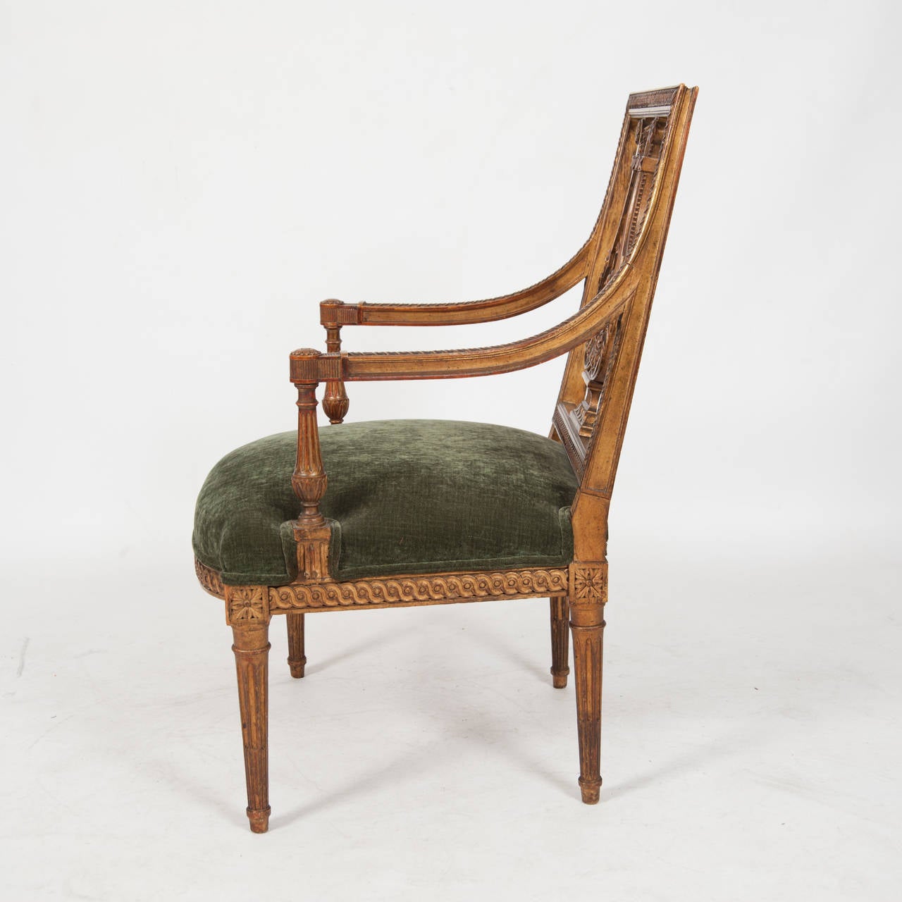 Louis XVI Superb Pair of French Finely Carved LXVI Style Armchairs For Sale