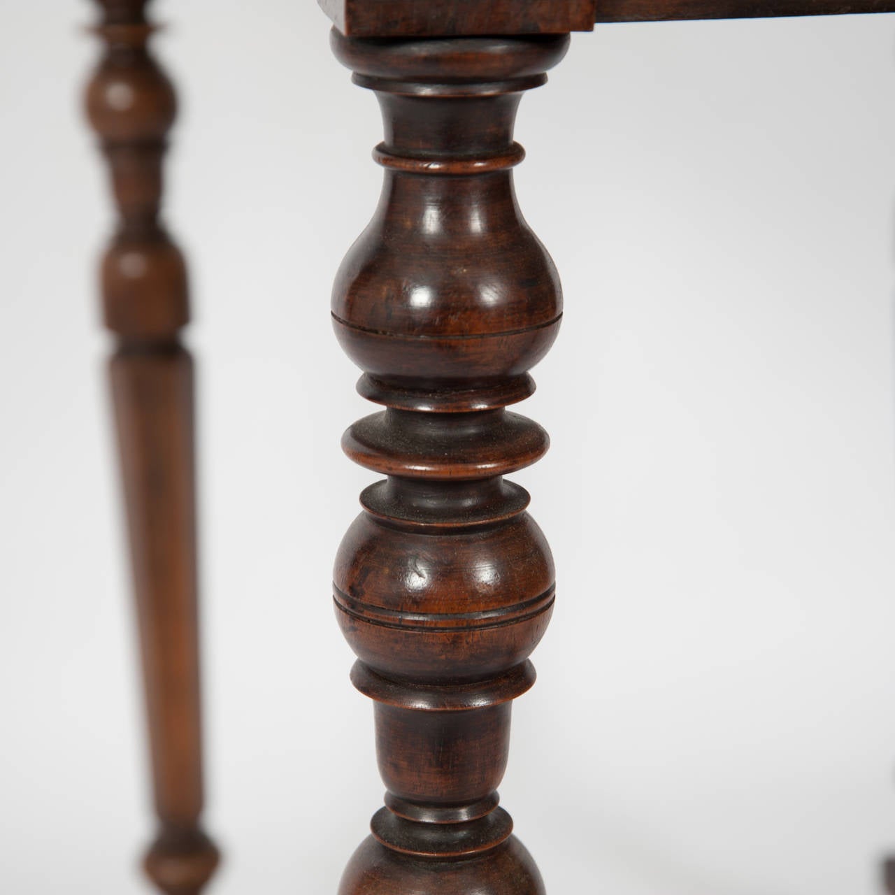 Superbly Patinated French Walnut Side Table circa 1800 with Tooled Leather Top For Sale 2
