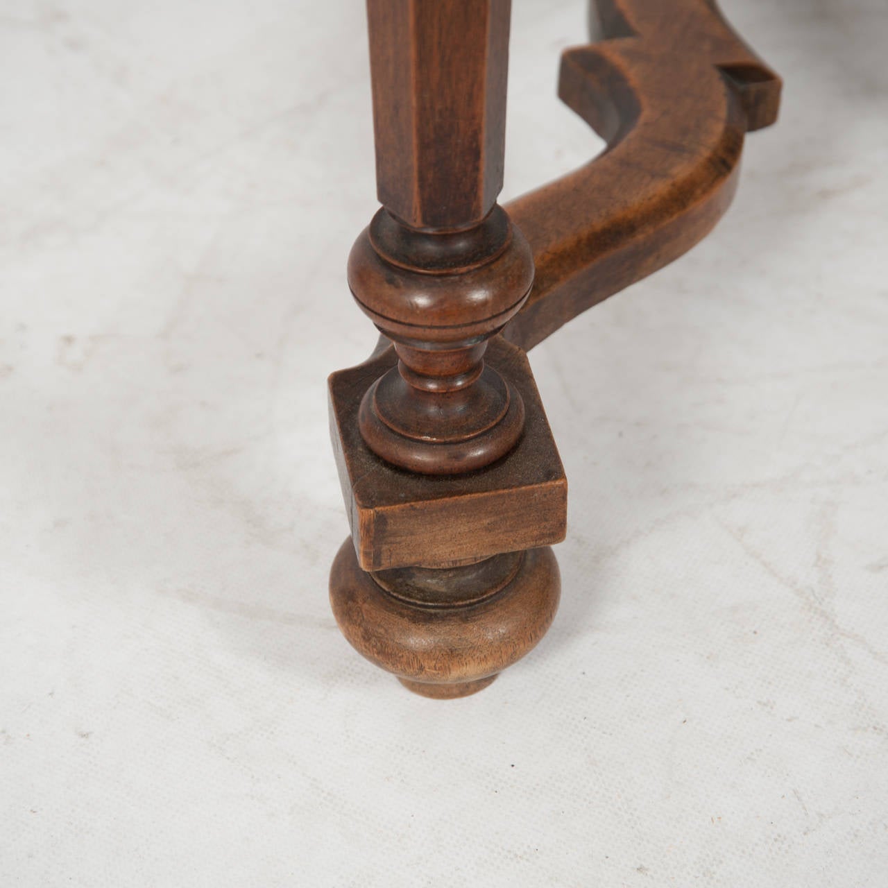 Superbly Patinated French Walnut Side Table circa 1800 with Tooled Leather Top For Sale 4
