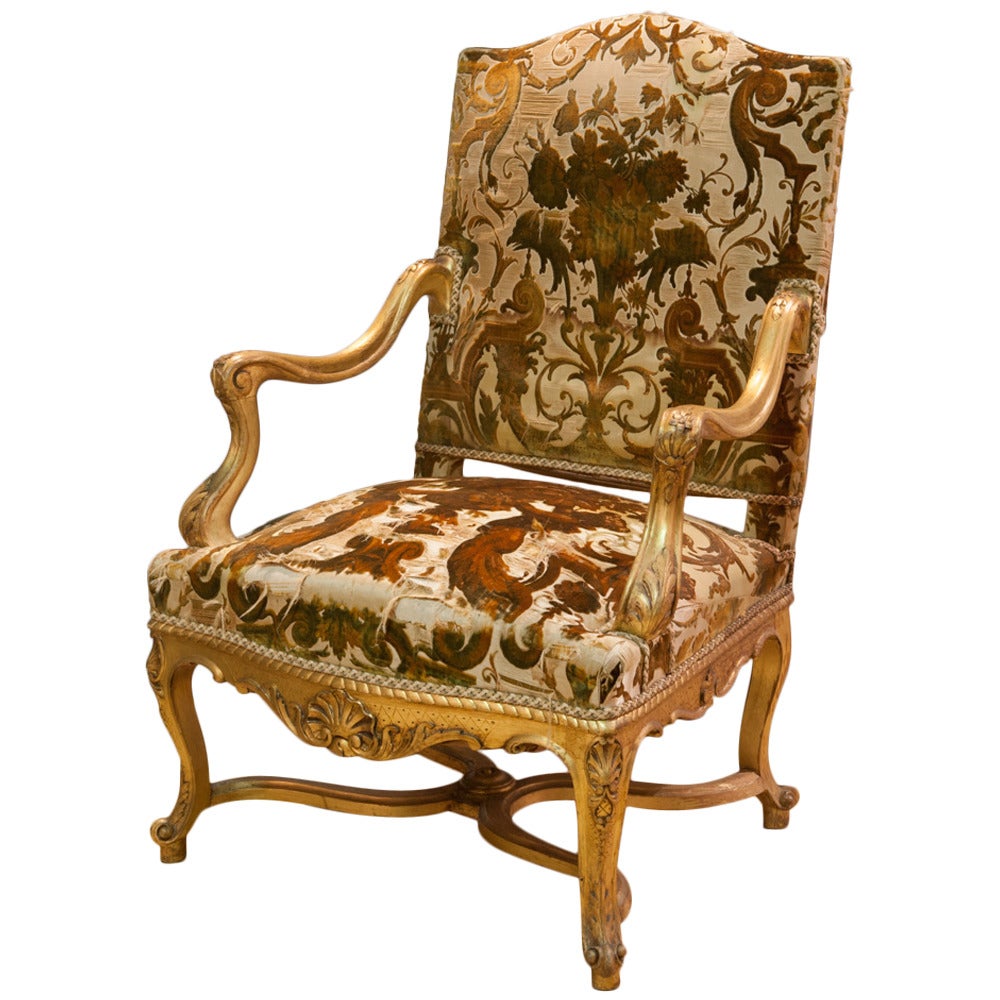 19th Century Gilded Armchair For Sale