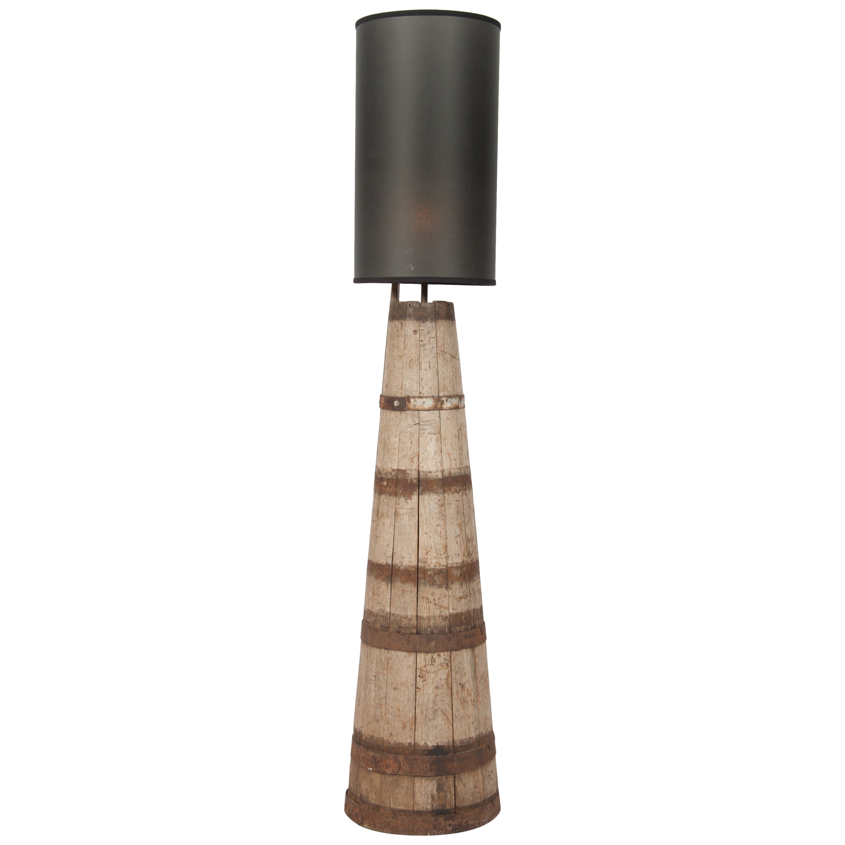 19th Century Dutch Coopers-Made Barrel Butter Churn, Now Electrified as a Lamp For Sale