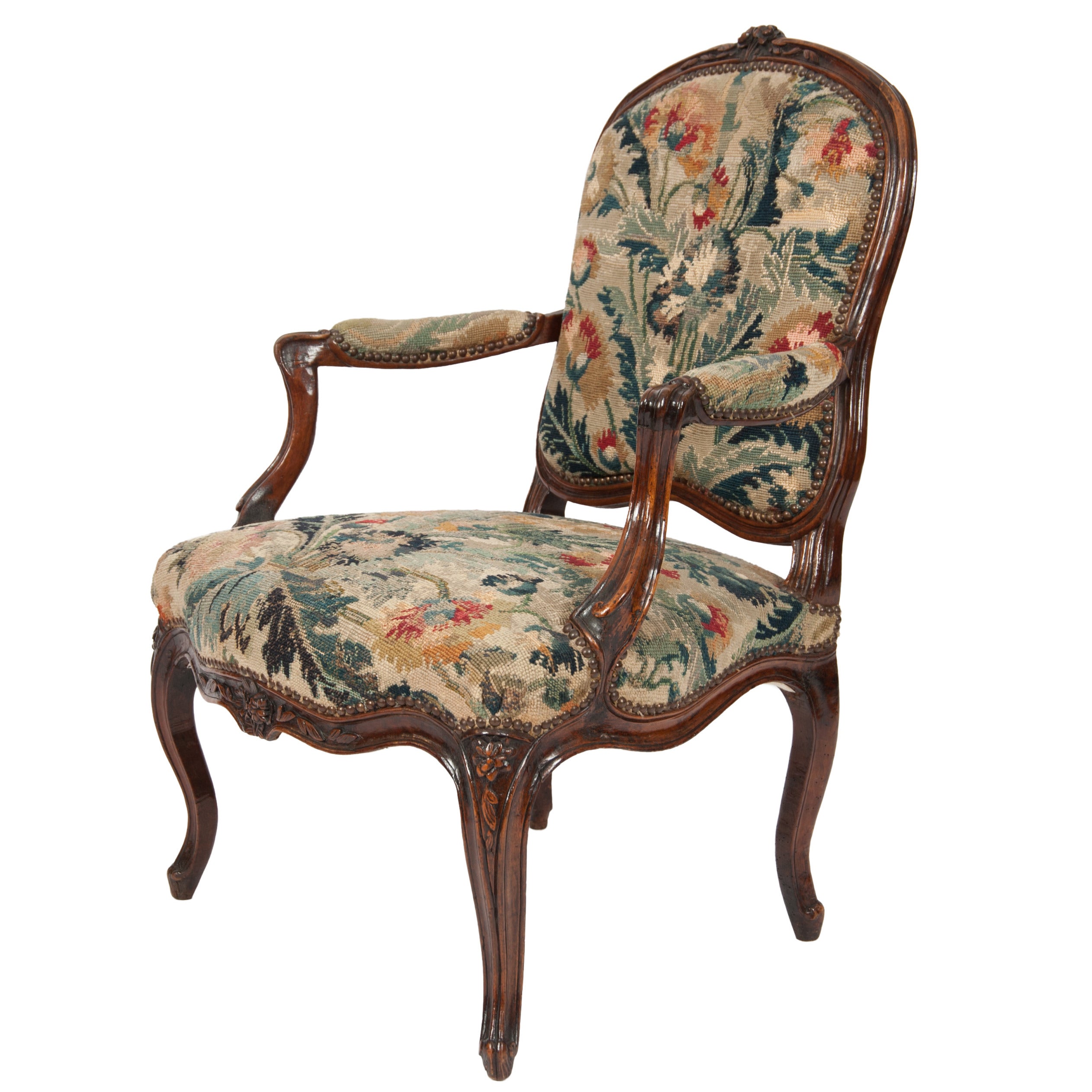 French circa 18th Century Louis XV Period Fauteuil For Sale
