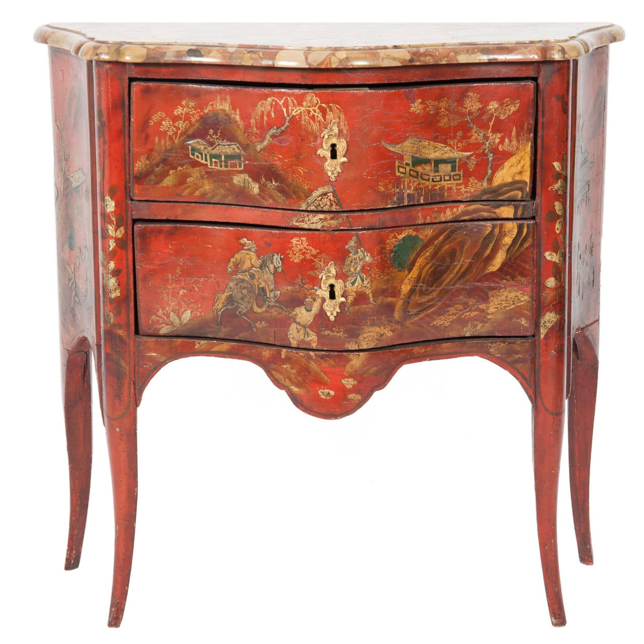 Italian circa 18th Century Red Lacquered Chinoiserie Commode For Sale ...