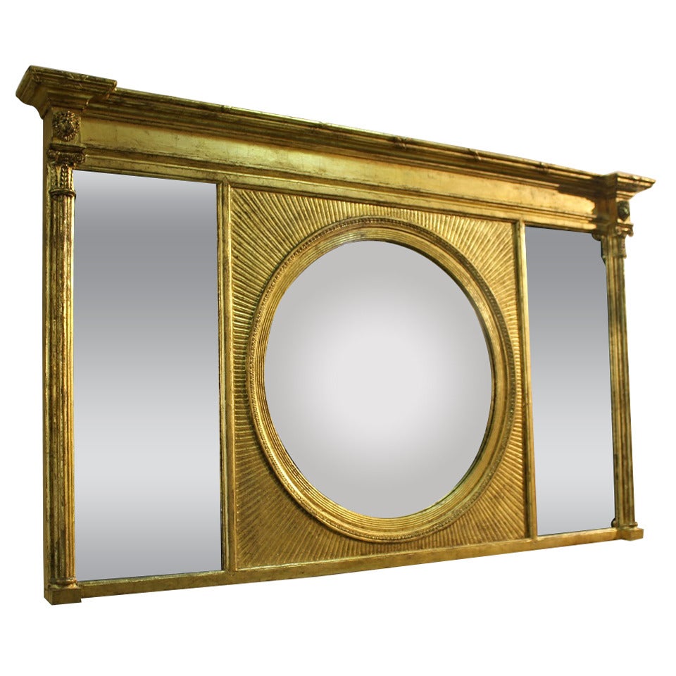 Regency Oil-Gilt Convex Mantle Mirror by Thomas Fentham For Sale