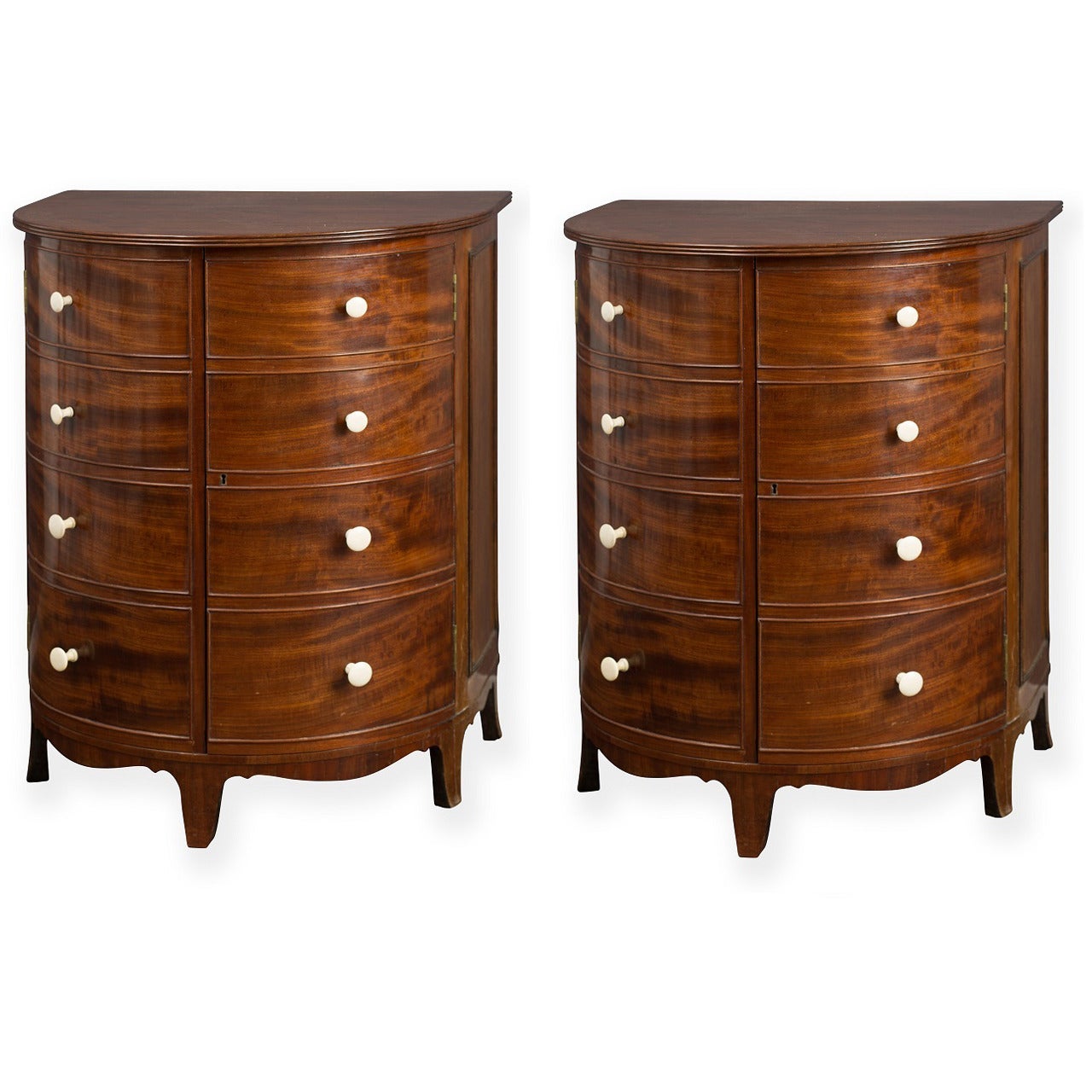 Fine Pair of English Regency Period Mahogany Bedside Cabinets For Sale