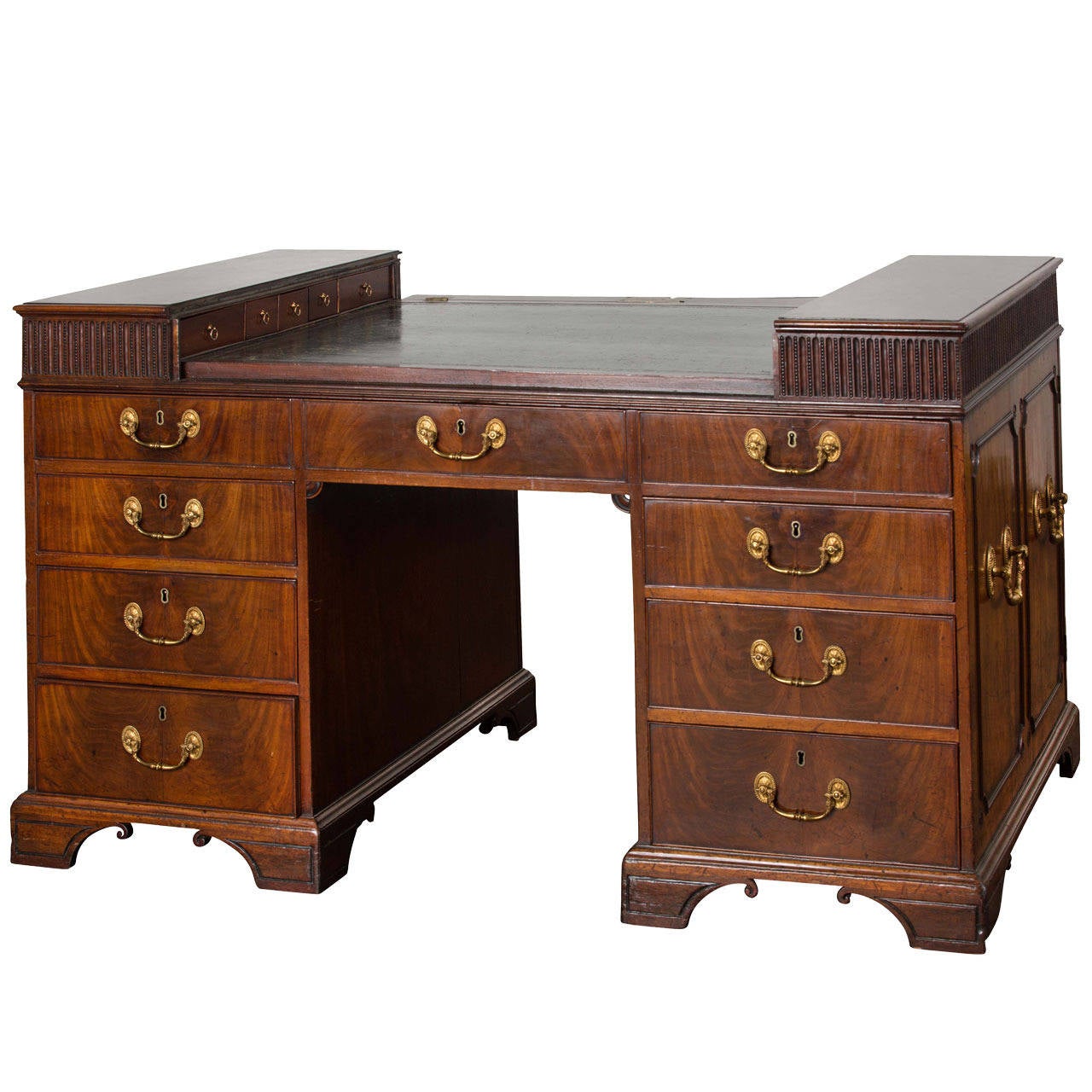 George III Mahogany Enclosed Pedestal Desk For Sale