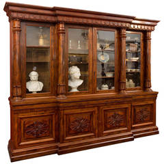 George IV Mahogany Breakfront Bookcase in the Greek-Revival Style