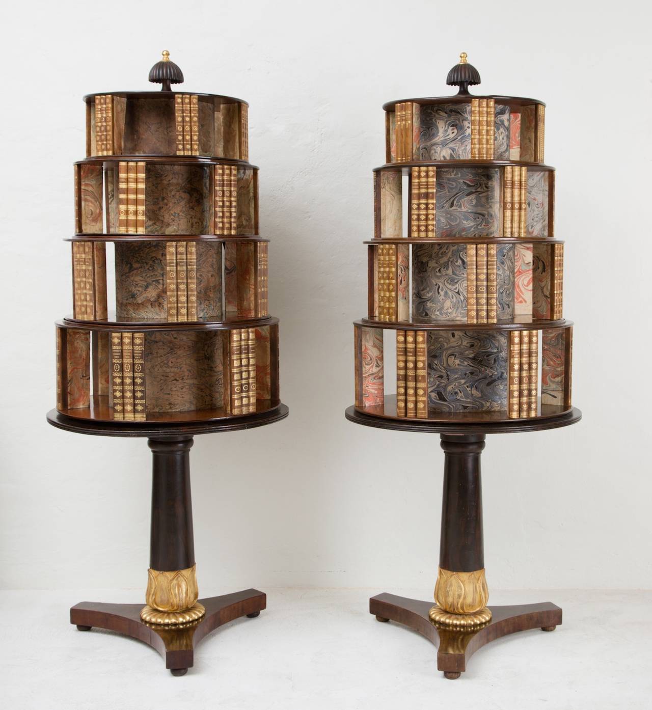 Early 19th Century Regency Faux Rosewood and Gilt Book Stands For Sale