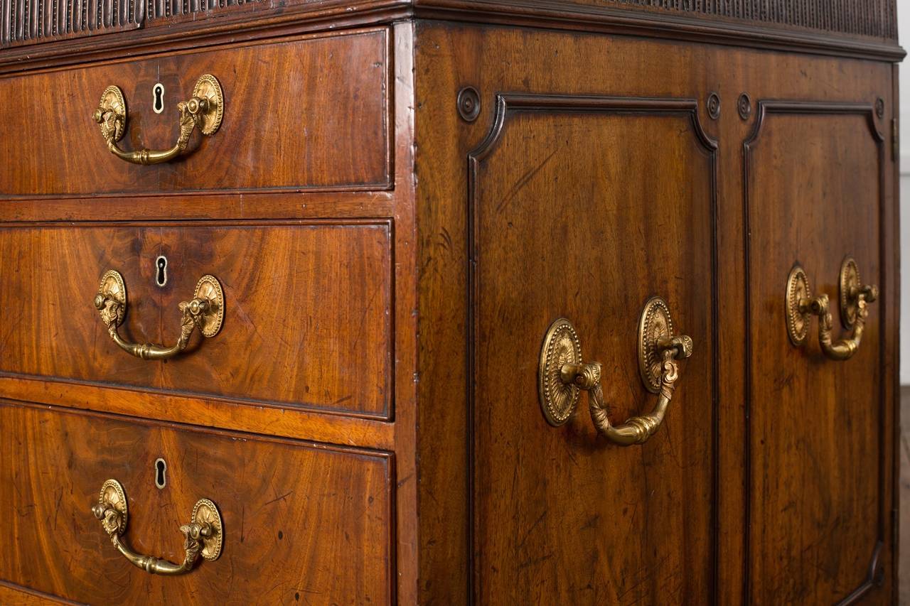 Chippendale George III Mahogany Enclosed Pedestal Desk For Sale