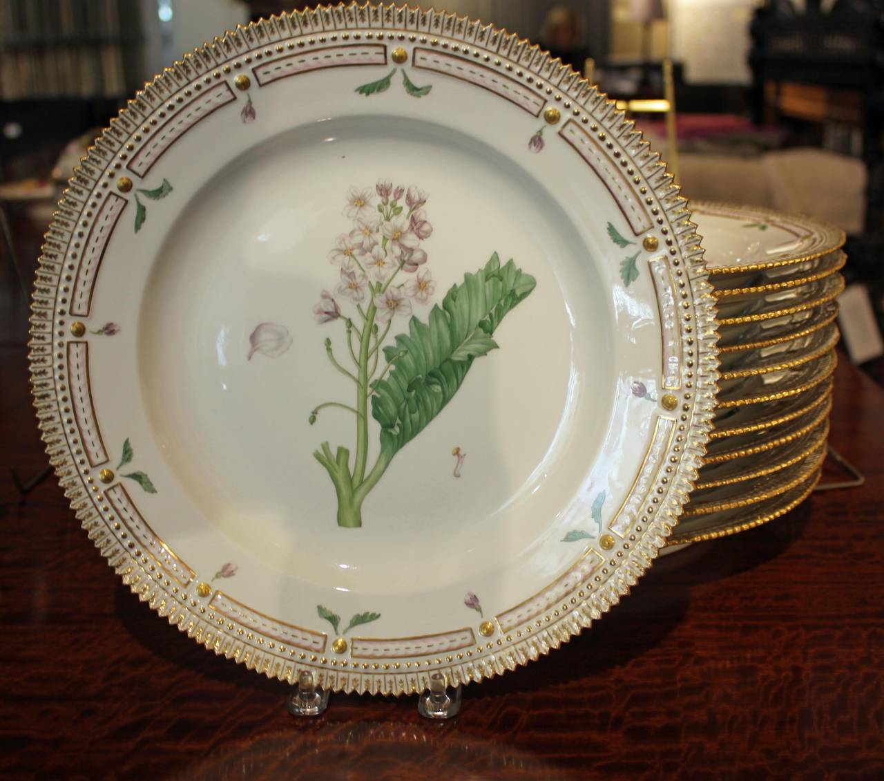 20th Century Royal Copenhagen Flora Danica Porcelain Part Dinner Service For Sale