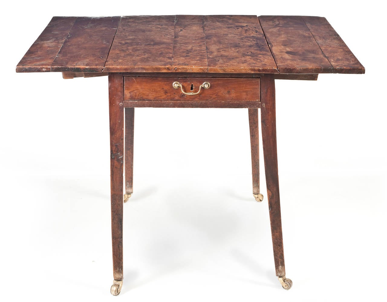 George III Solid Yew Wood Pembroke Table In Excellent Condition For Sale In Malvern, Victoria
